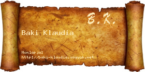 Baki Klaudia névjegykártya